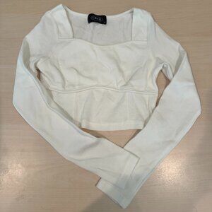 Cider White Long Sleeve Top w/ Sweetheart Neckline Size Small